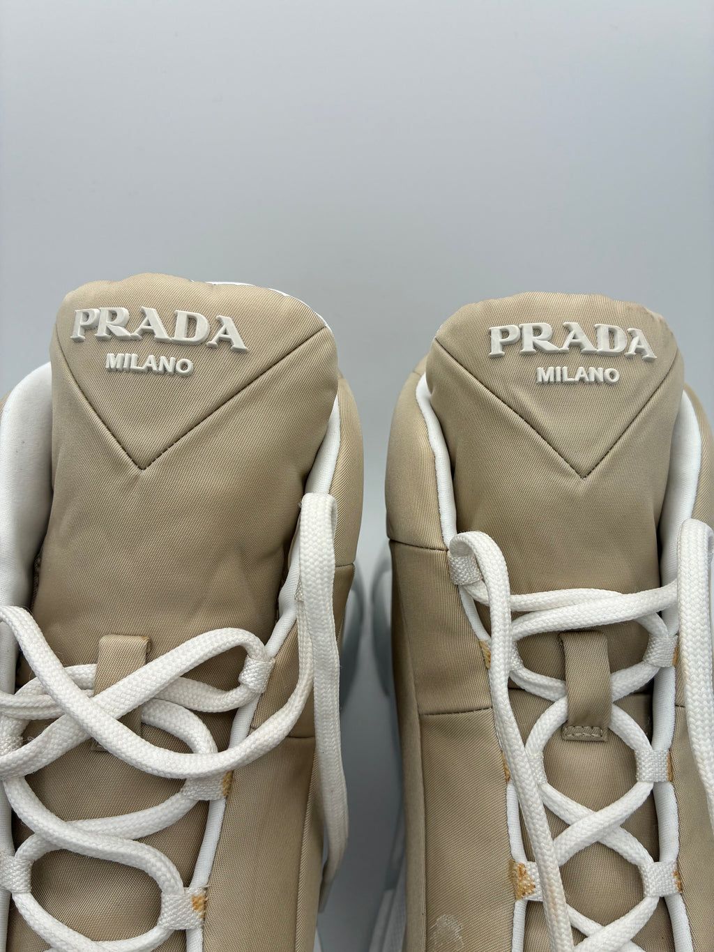 Prada Rush Piuma Nylon Mid-Top Sneakers