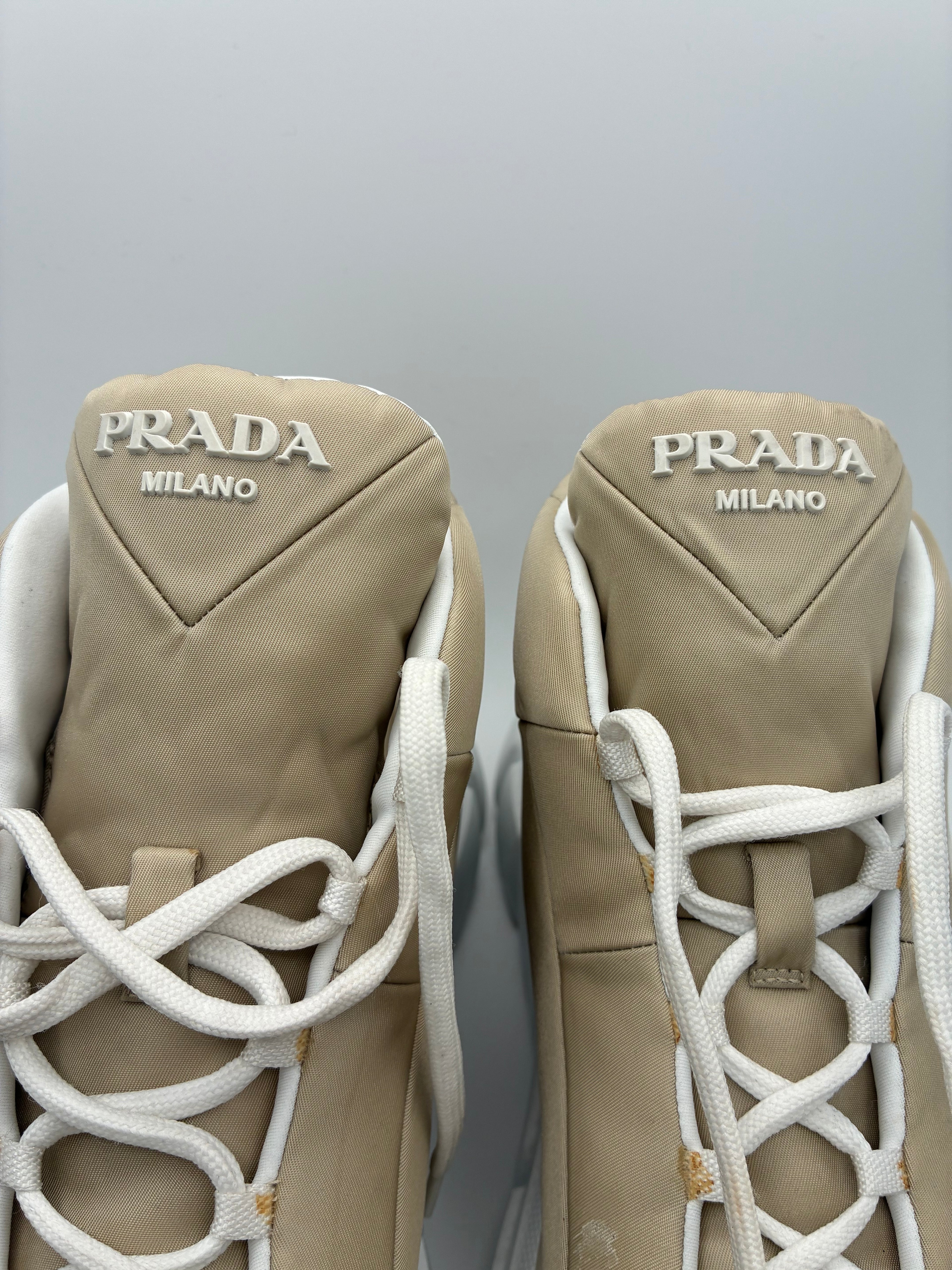 Prada Rush Piuma Nylon Mid-Top Sneakers