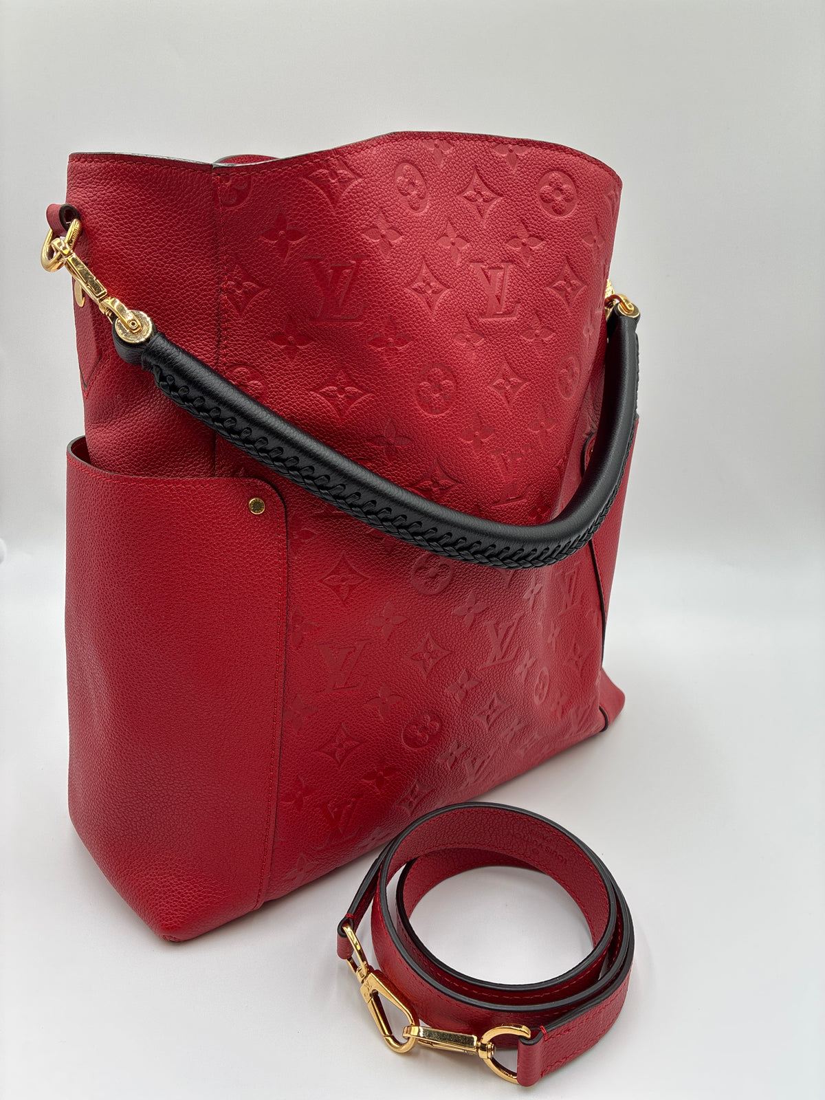 Louis Vuitton Monogram Empreinte Bagatelle cherry red