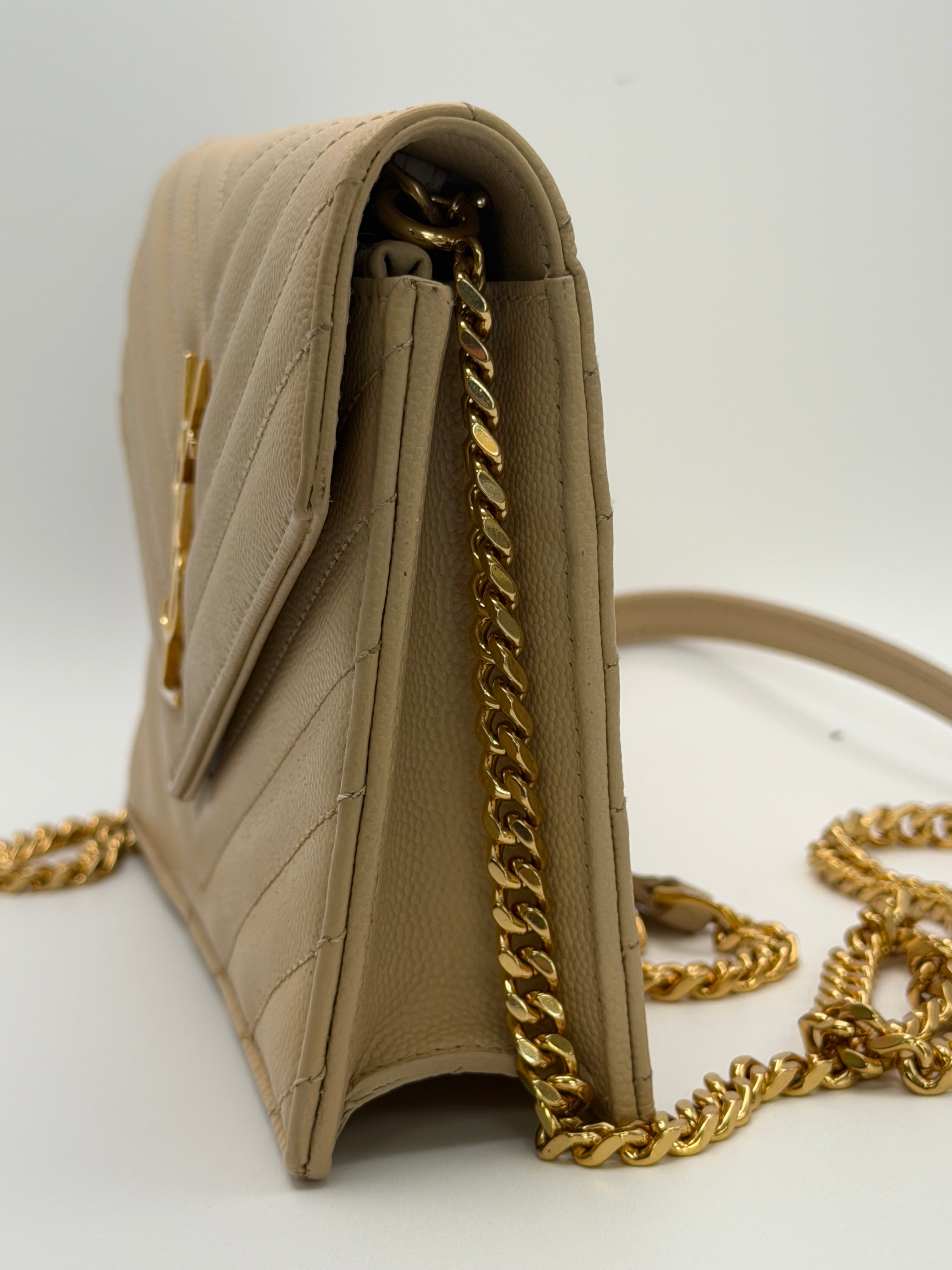 Ysl Saint Laurent Cassandre Envelope Chain Wallet