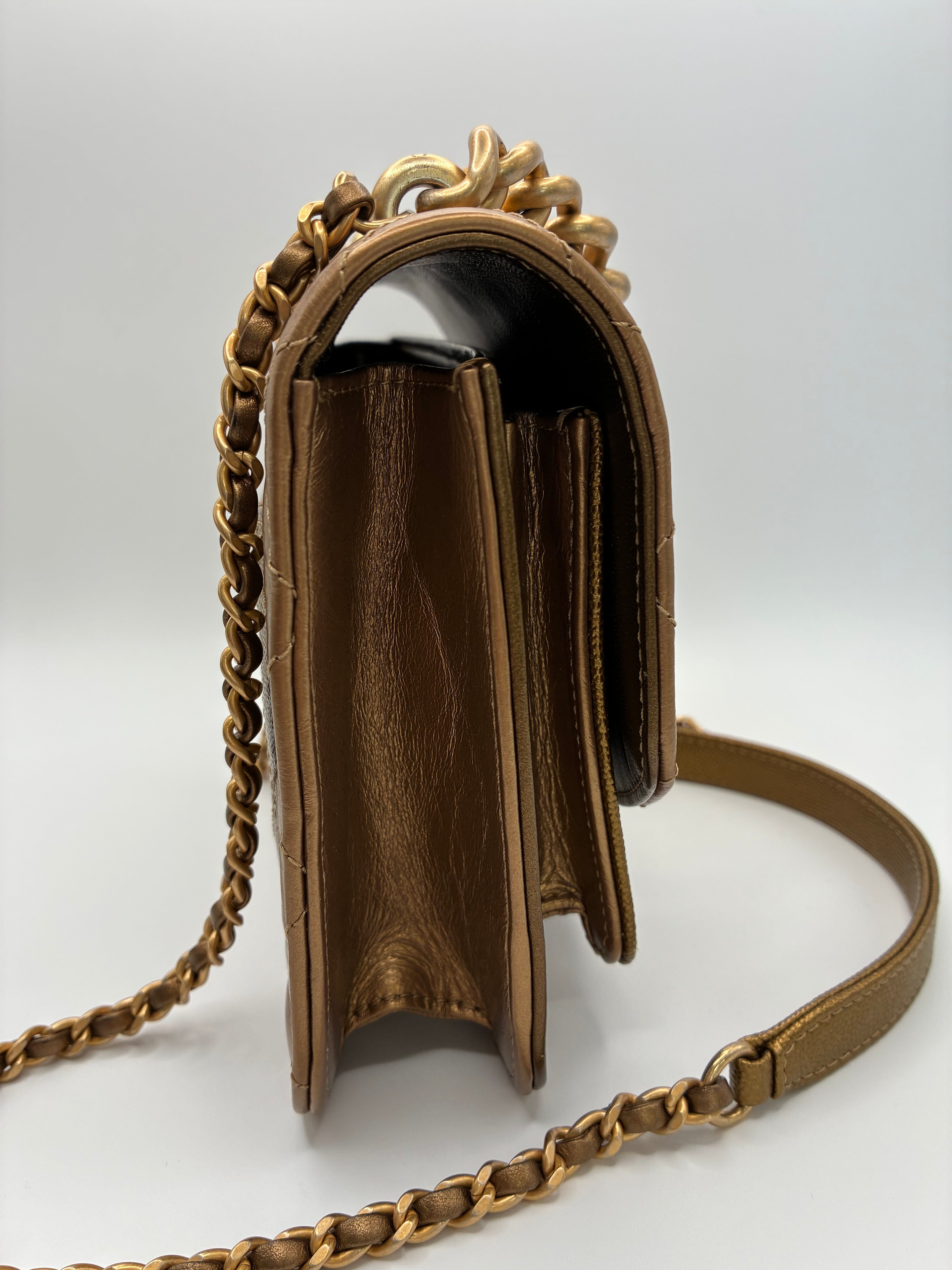 Chanel Chain Handle Flap Bag Gold