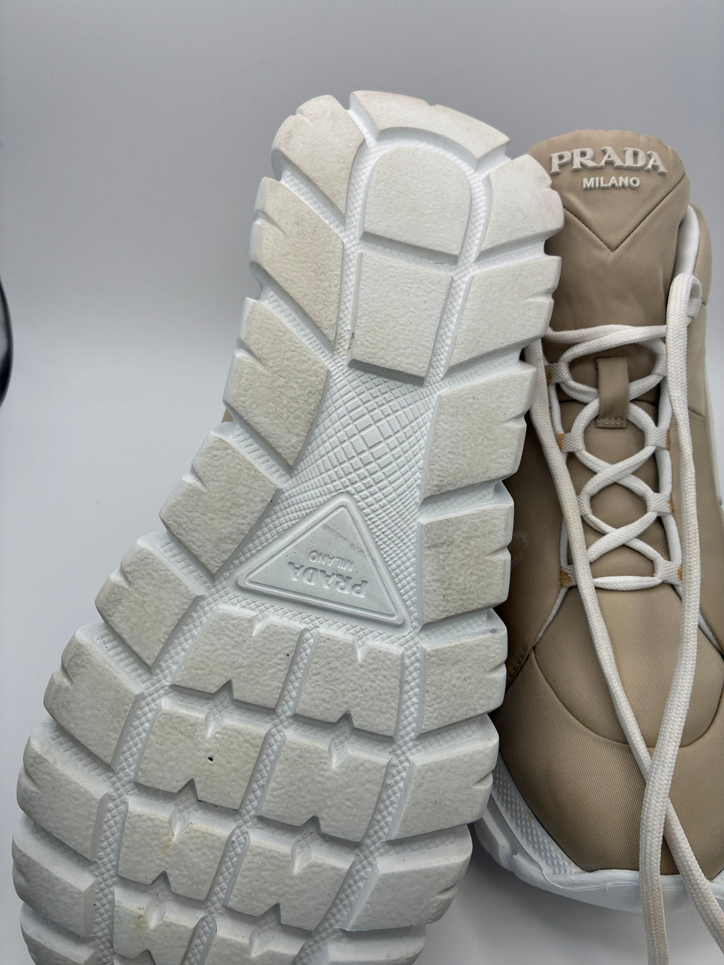 Prada Rush Piuma Nylon Mid-Top Sneakers