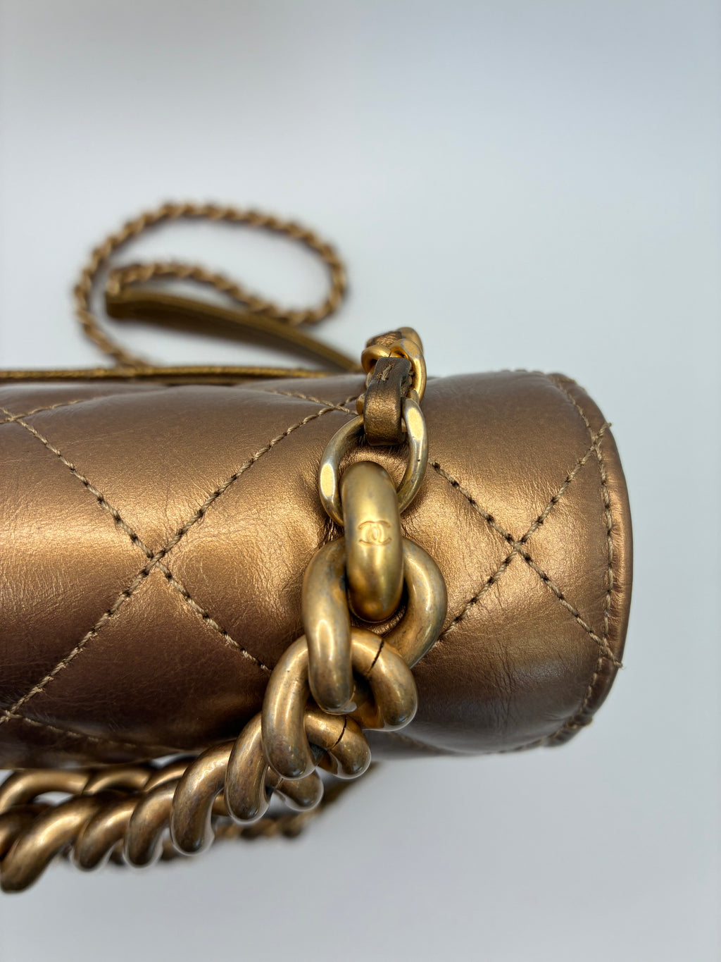 Chanel Chain Handle Flap Bag Gold