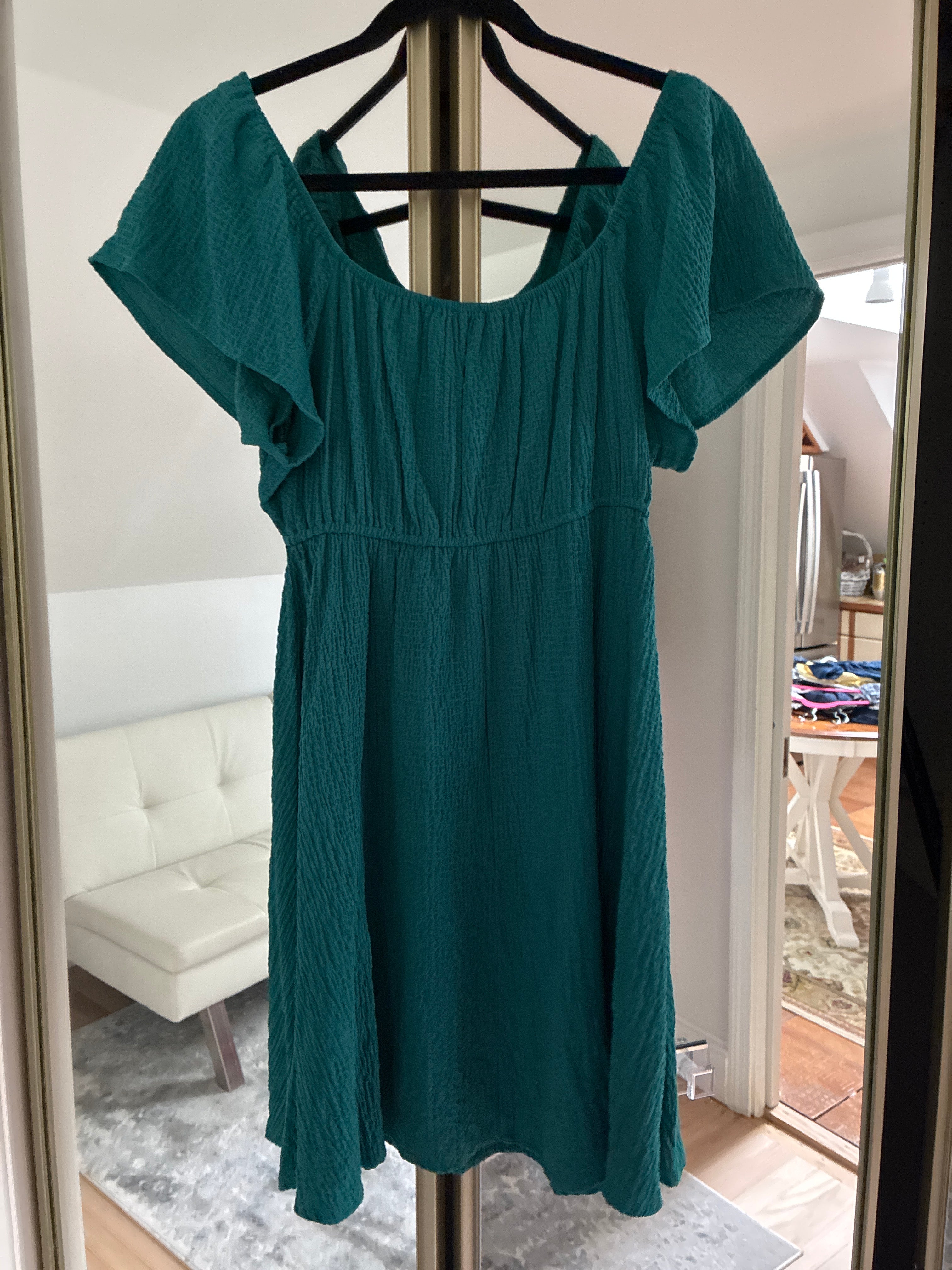 All in favor green ruffle dress