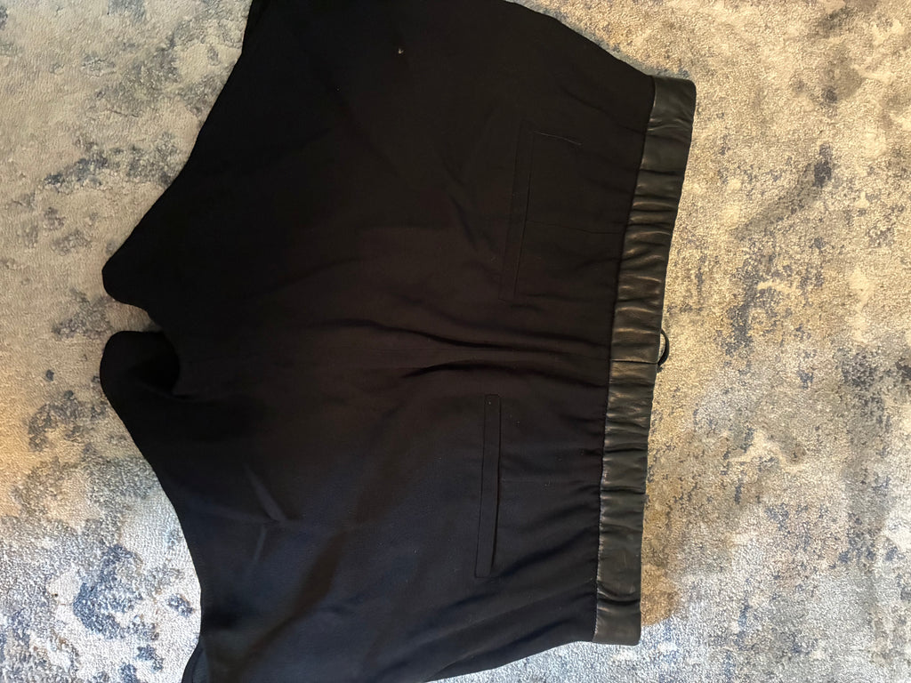 Helmut Lang black leather-trimmed shorts