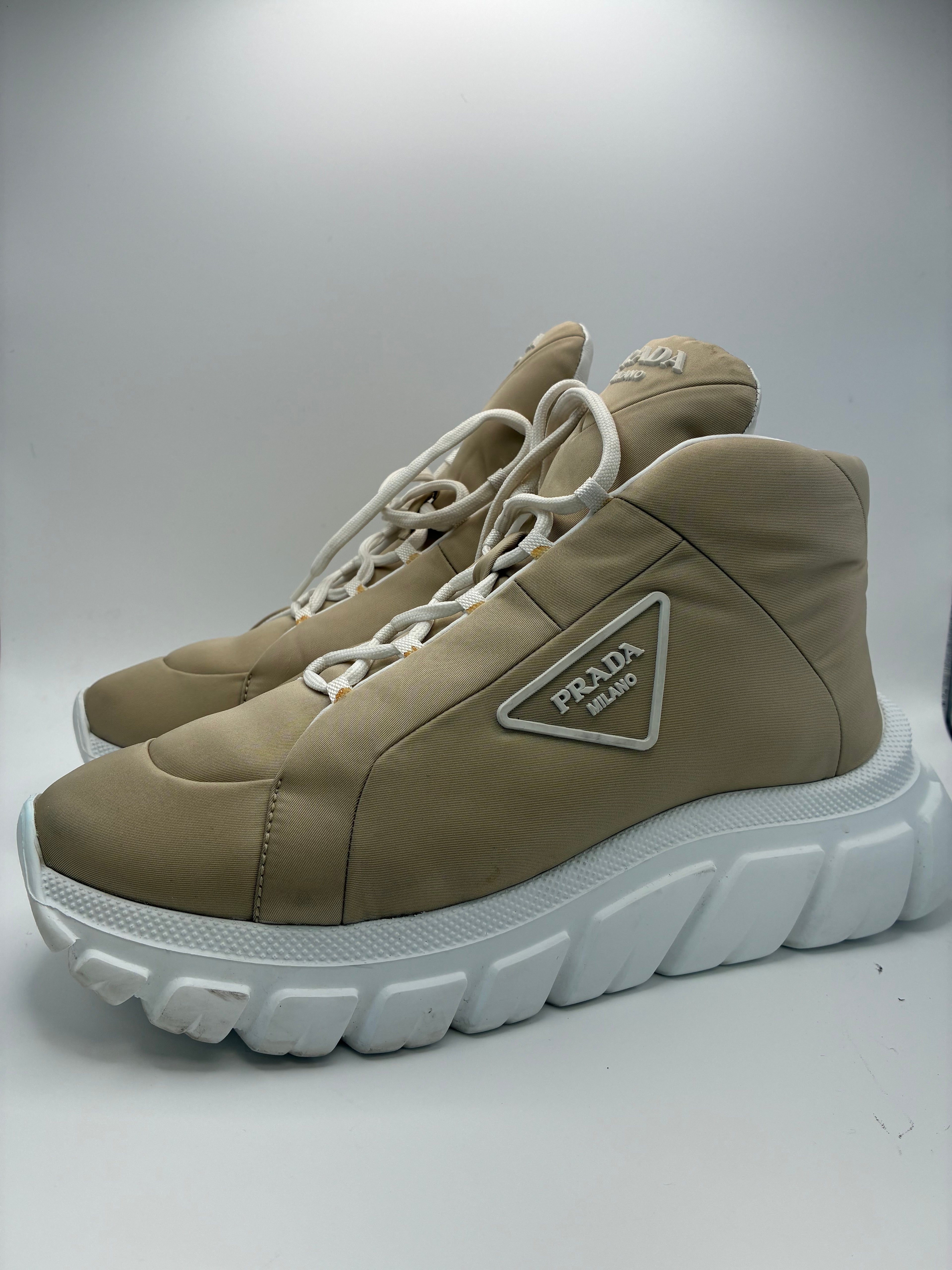 Prada Rush Piuma Nylon Mid-Top Sneakers