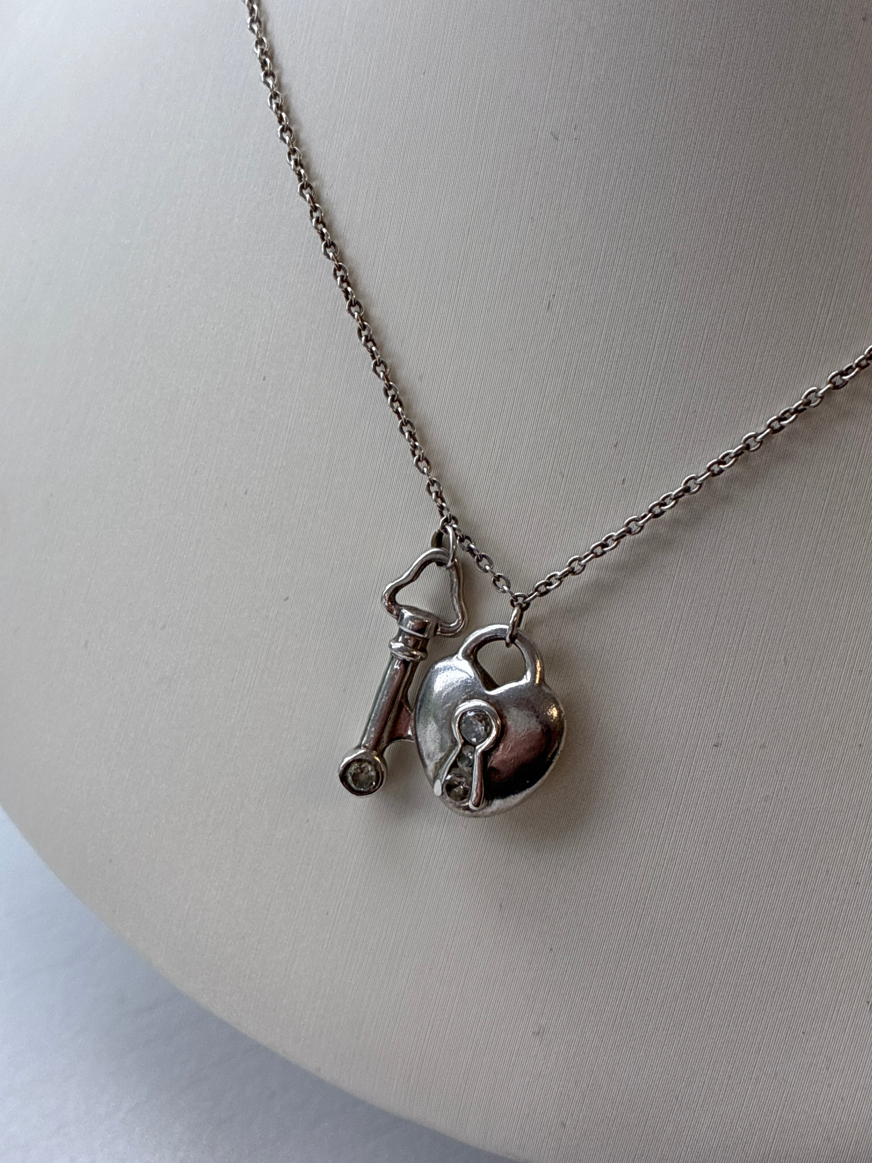 Tiffany & Co. Heart Padlock and Key Pendant Necklace