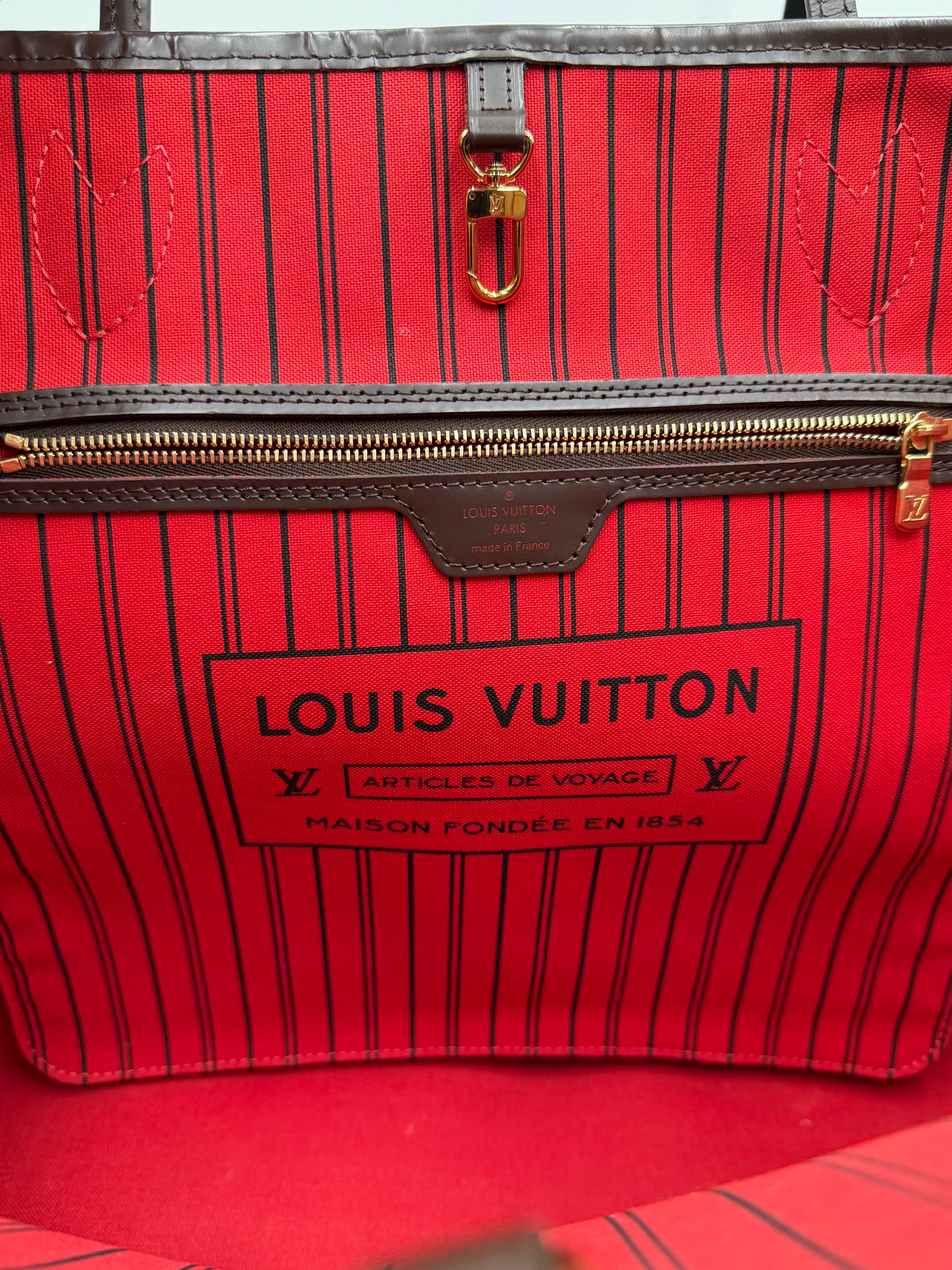 Louis Vuitton Neverfull GM Damier - Red Interior with pouch