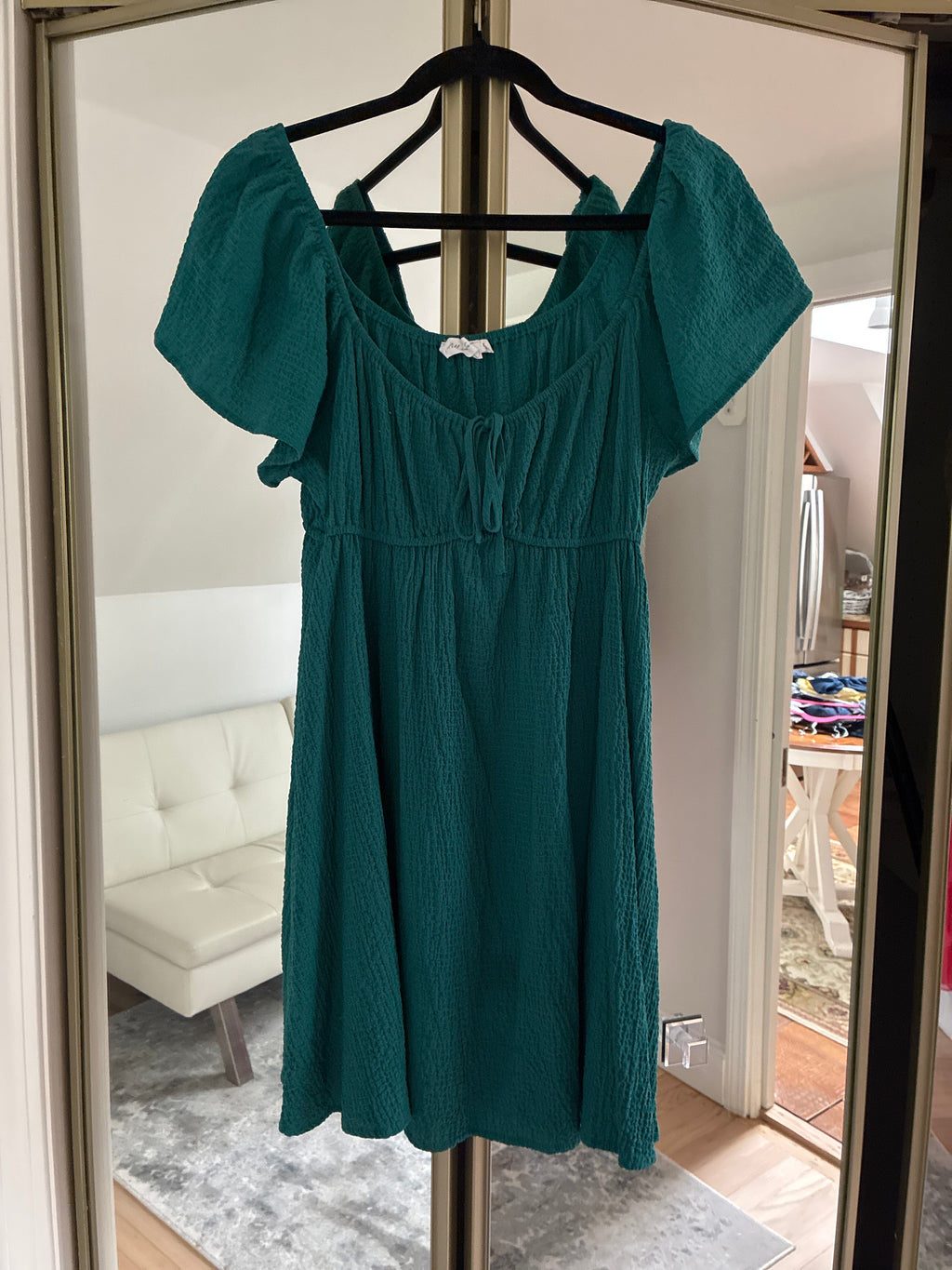 All in favor green ruffle dress