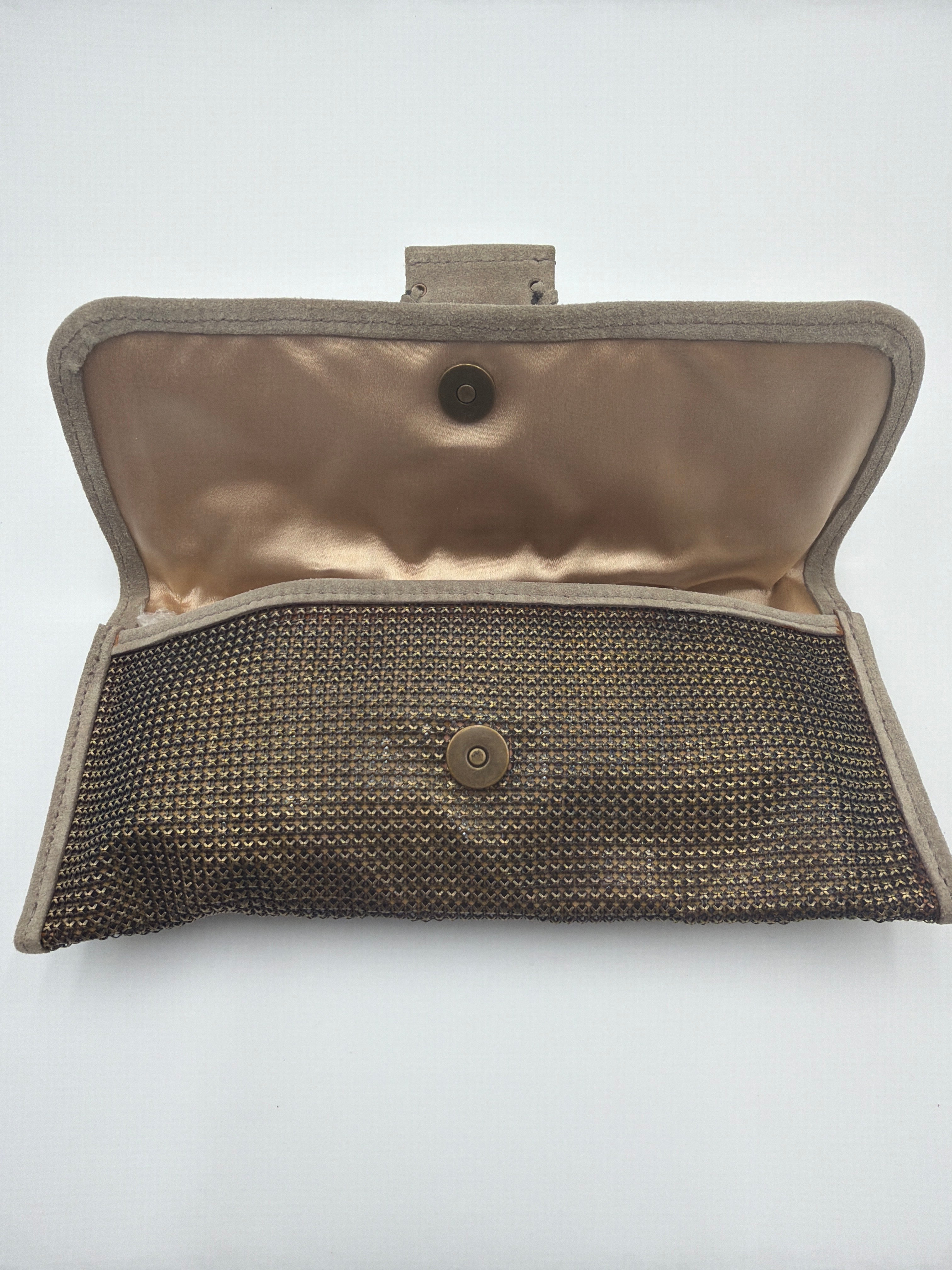 Christian Dior Metallic Bronze Chainmail and Lizard-Trimmed Jeanne Clutch