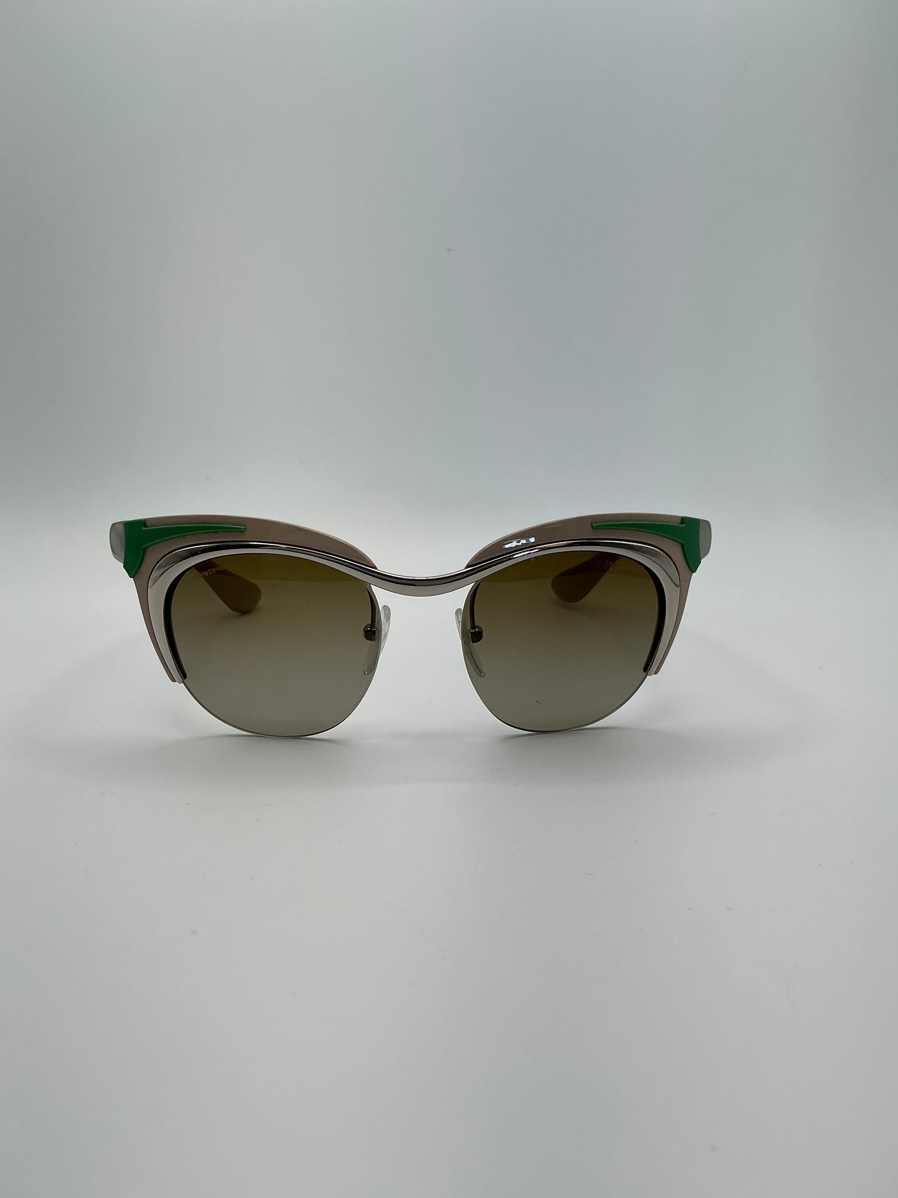 Prada PR61O-1BC1X1 beige green 49 mm cat eye sunglasses