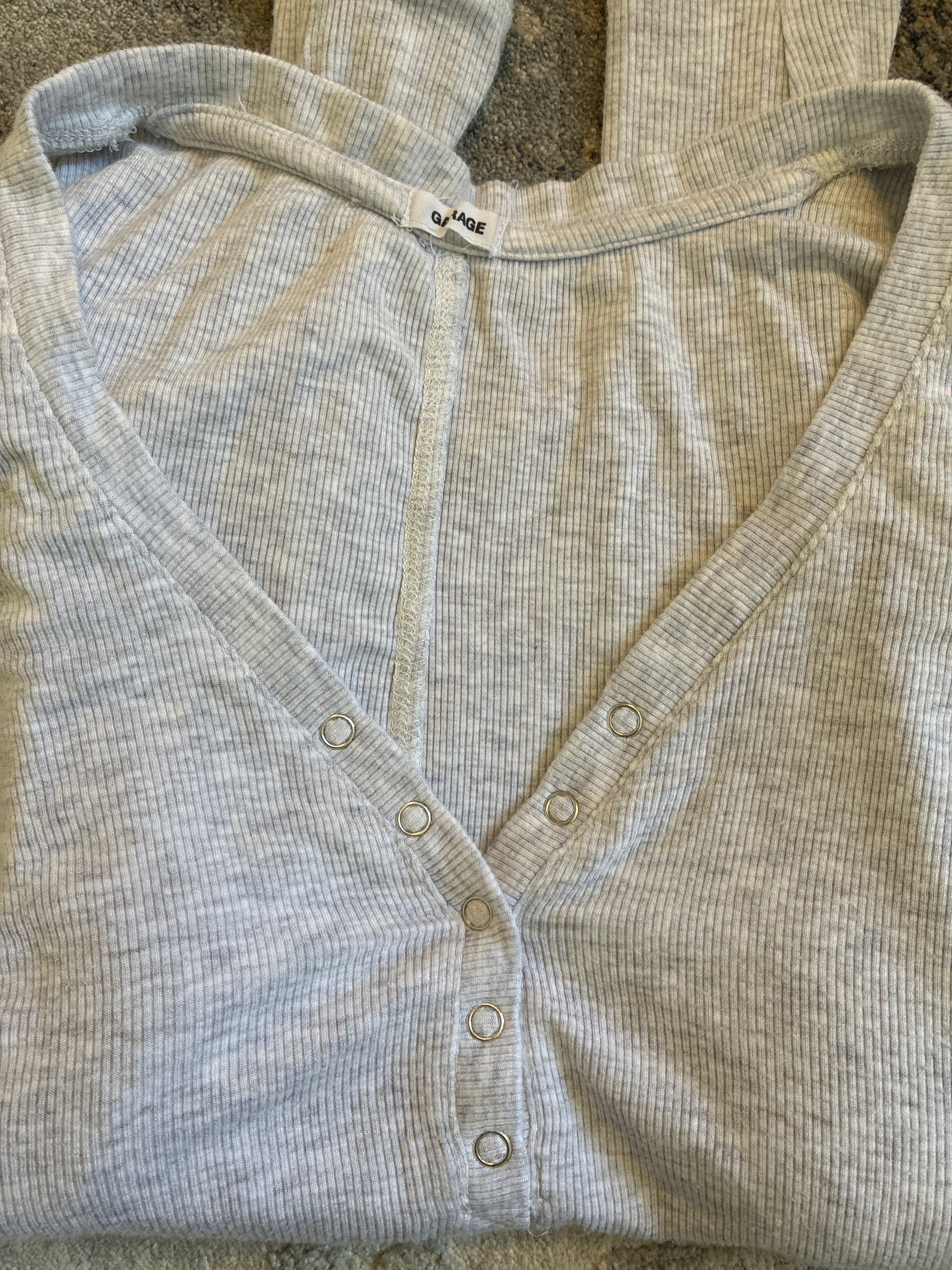 Garage Ribbed Henley Top