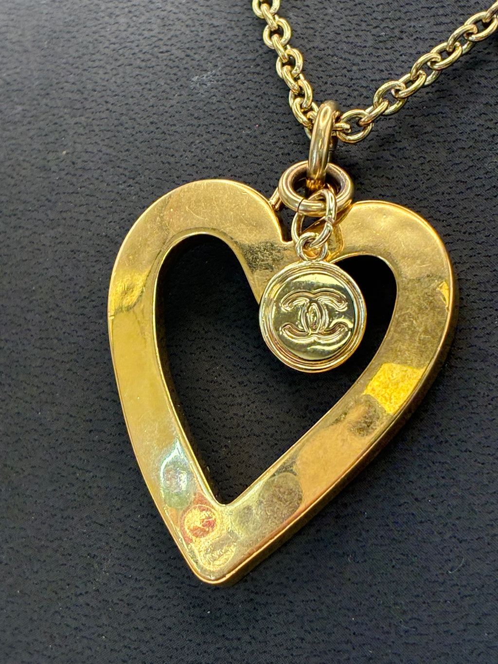 Chanel Heart Outline Charm Necklace