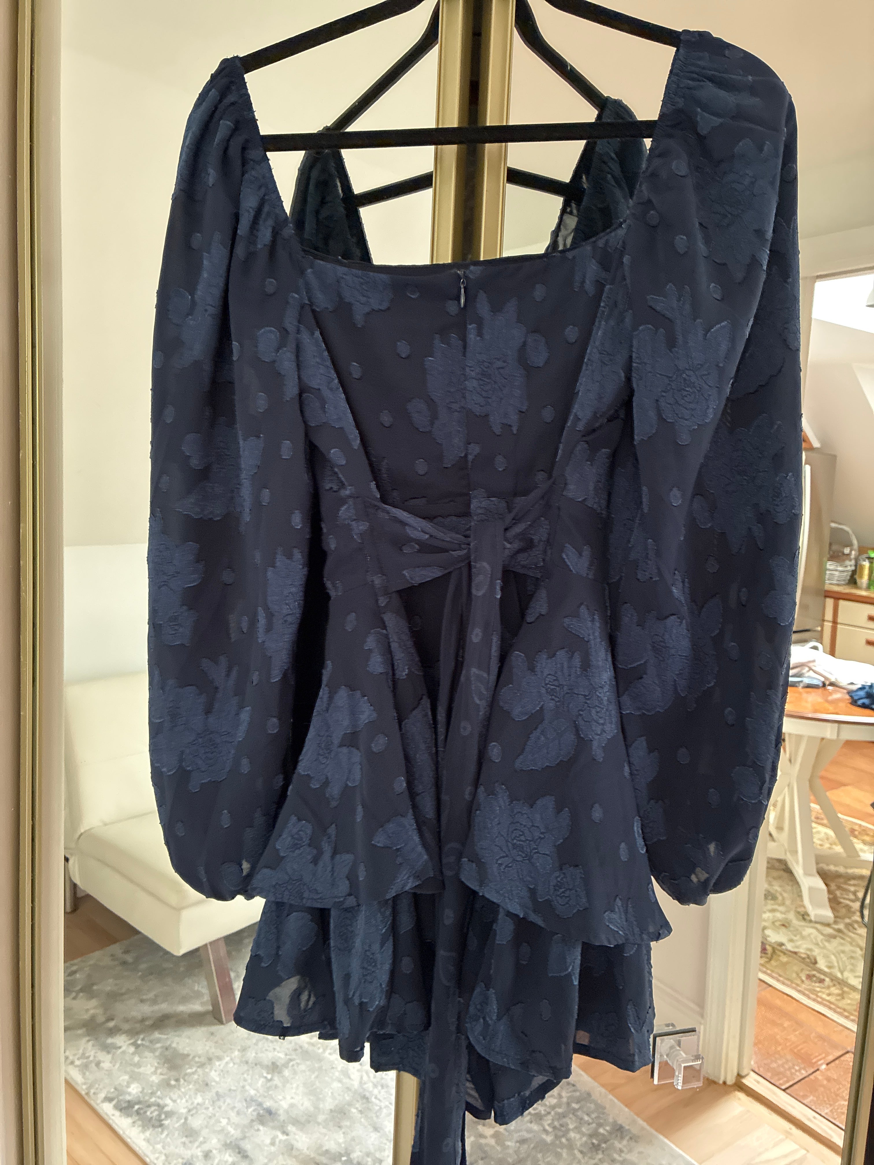Navy Floral Long-sleeve Dress