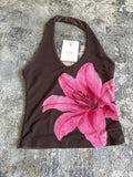 Pink Rose Brown Flower Halter