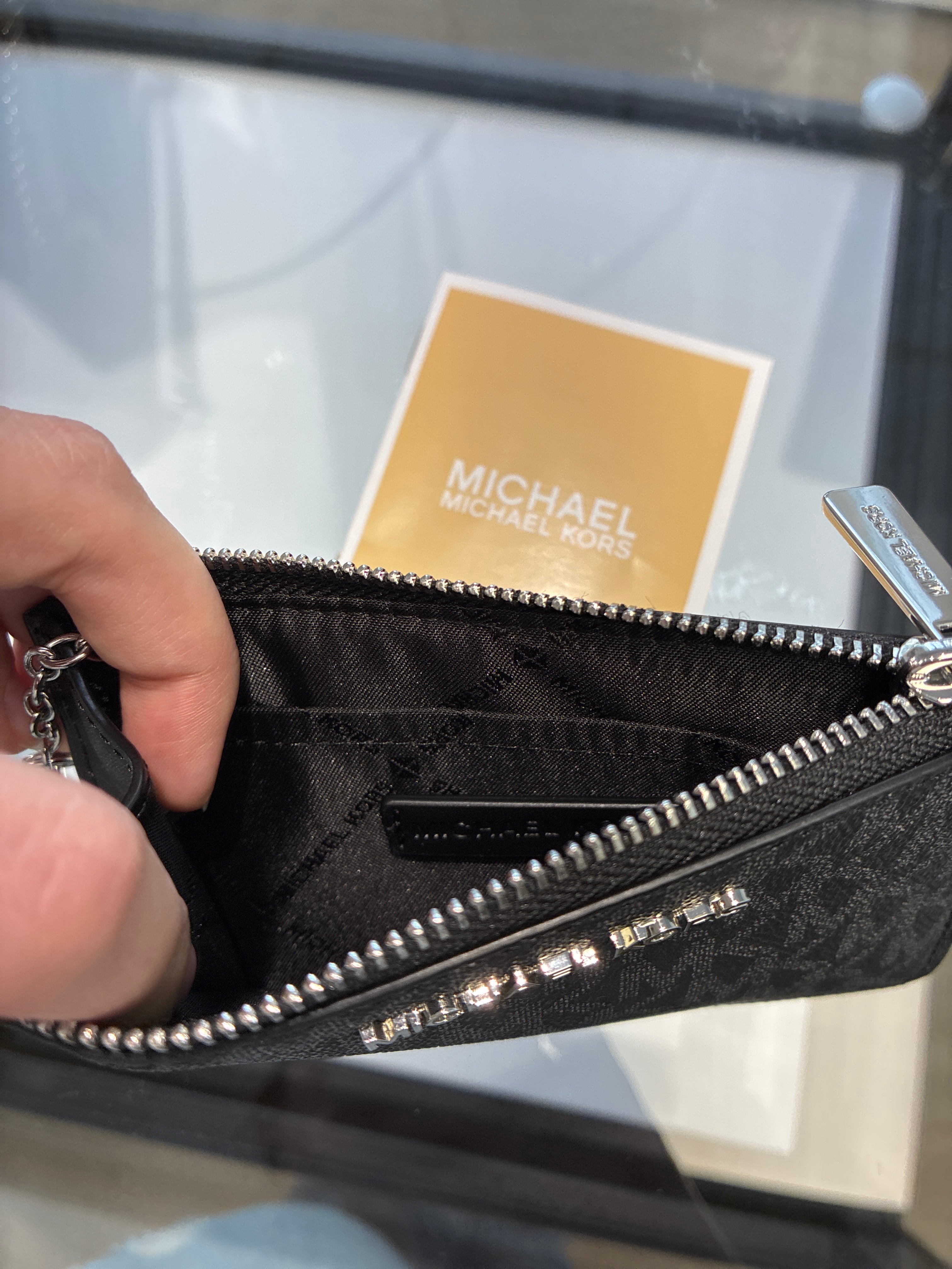 Michael Kors Jet Set Travel Small Signature Logo Coin Pouch Black