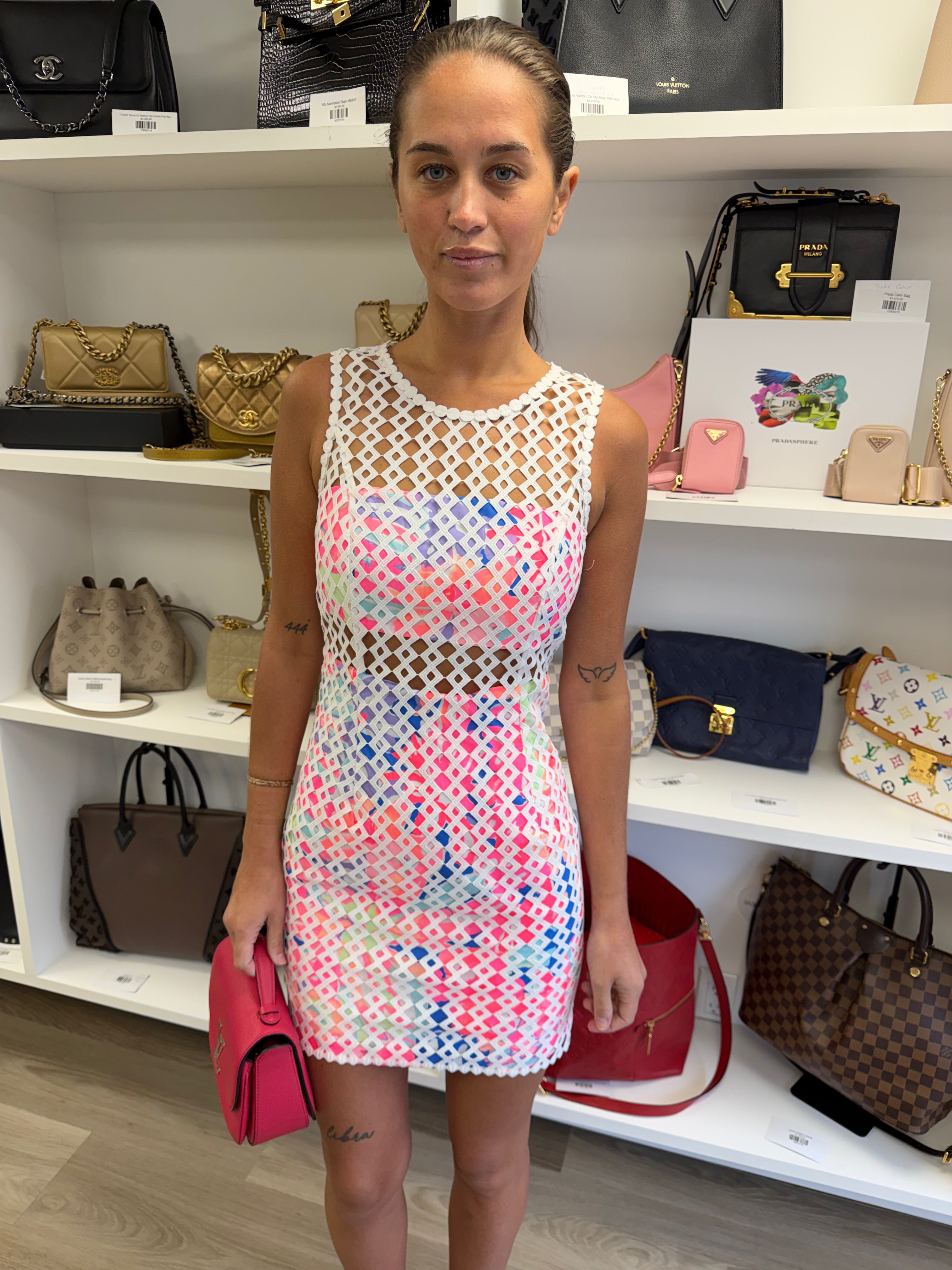 Lilly Pulitzer Dee Shift Dress in the color "Resort White Geo Lattice