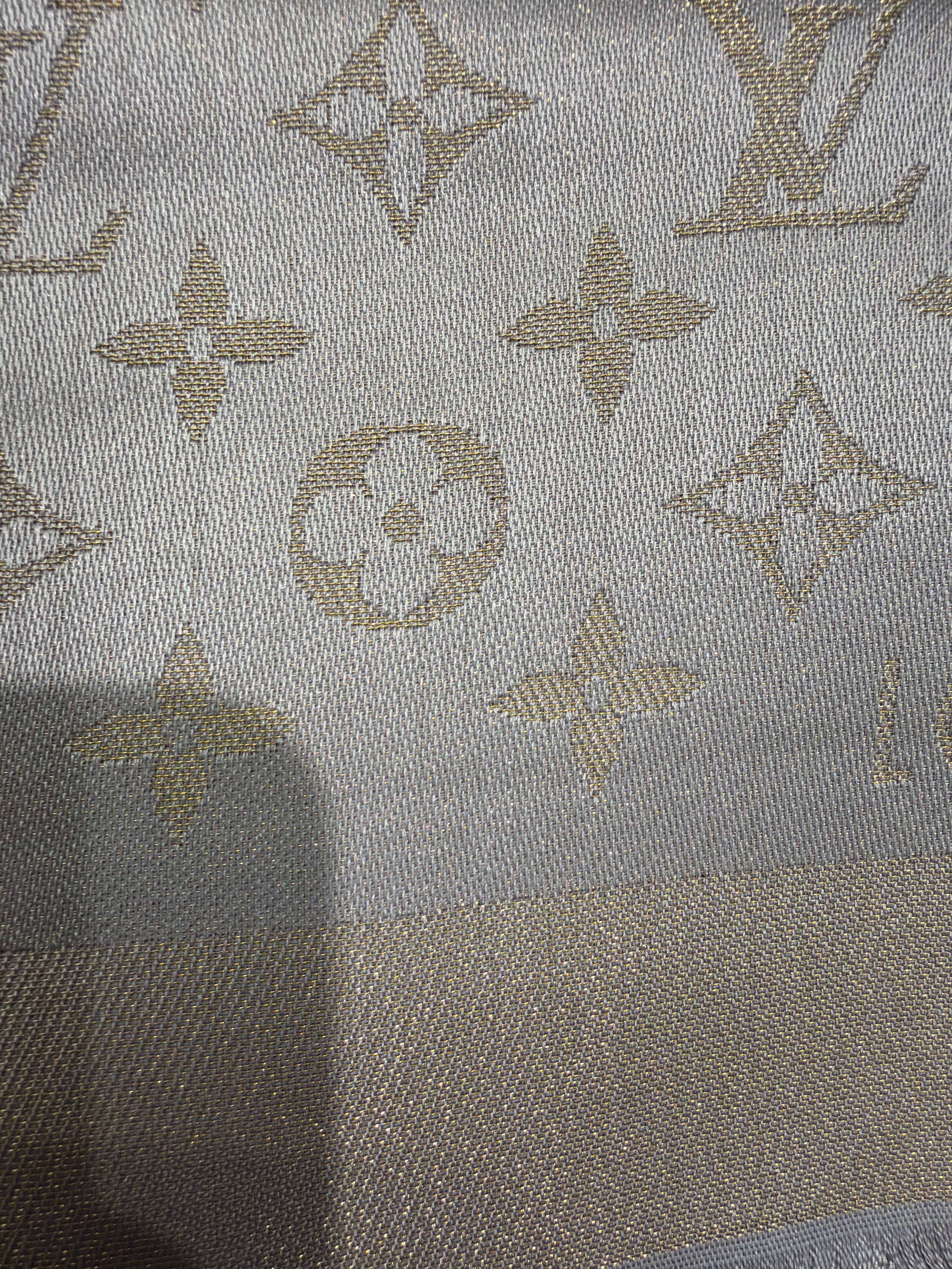 Louis Vuitton So Shine Greige/Beige/Gold Monogram Shawl